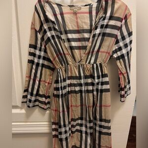 Burberry Brit Beige Nova Check Plaid Short Women's Swim Cover Dress size M